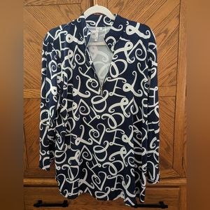 Lulu-B 1/4 zip long sleeve top - navy & white
